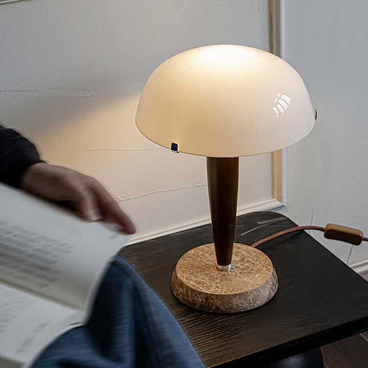 Elegant Glass & Wood Table Lamp
