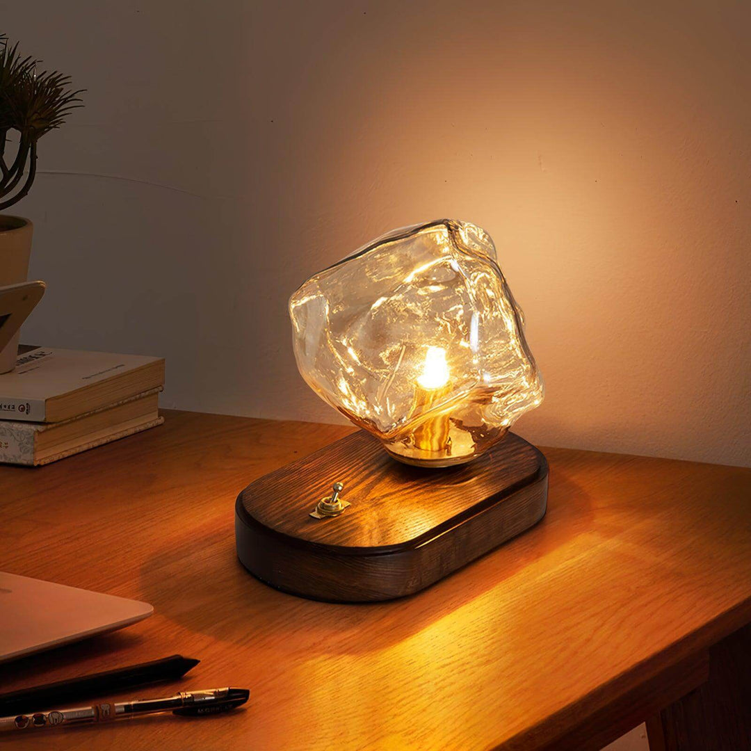 Elegant Glass Table Lamp with Metal Base
