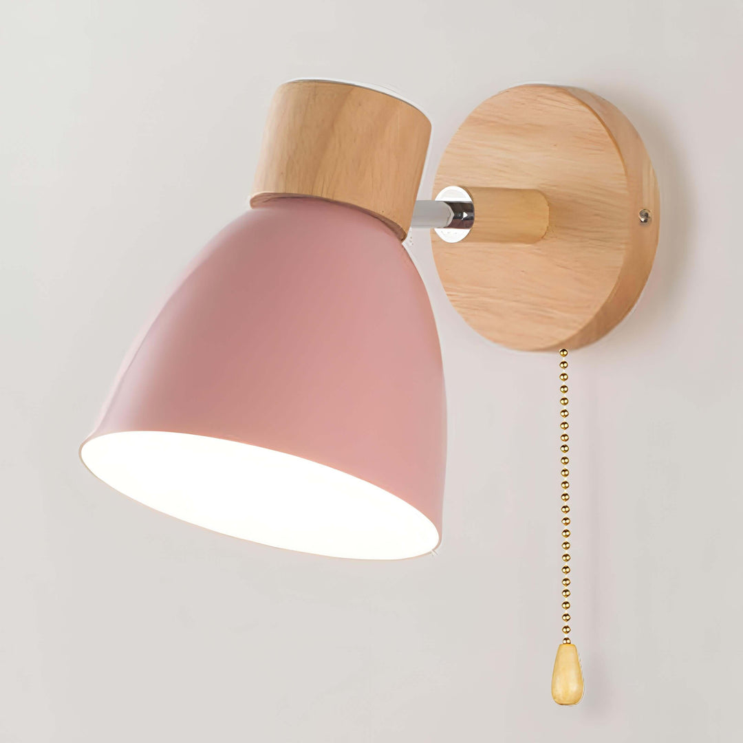 Nordic Modern Wood Hanging Wall Lamp with Switch