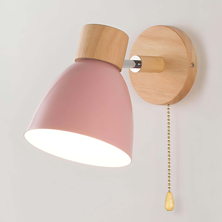 Nordic Modern Wood Hanging Wall Lamp with Switch