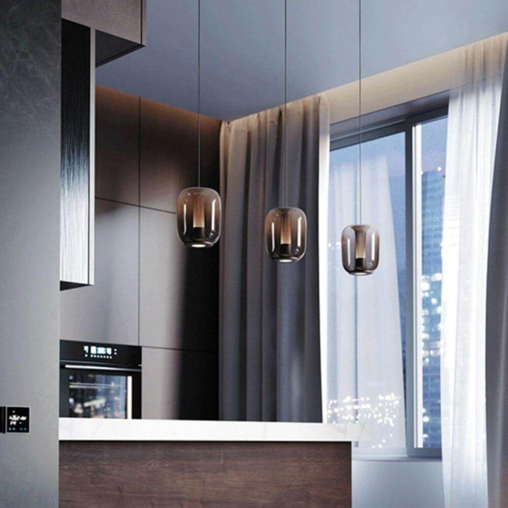 Modern Glass Pendant Light Fixture, 16cm, Integrated LED