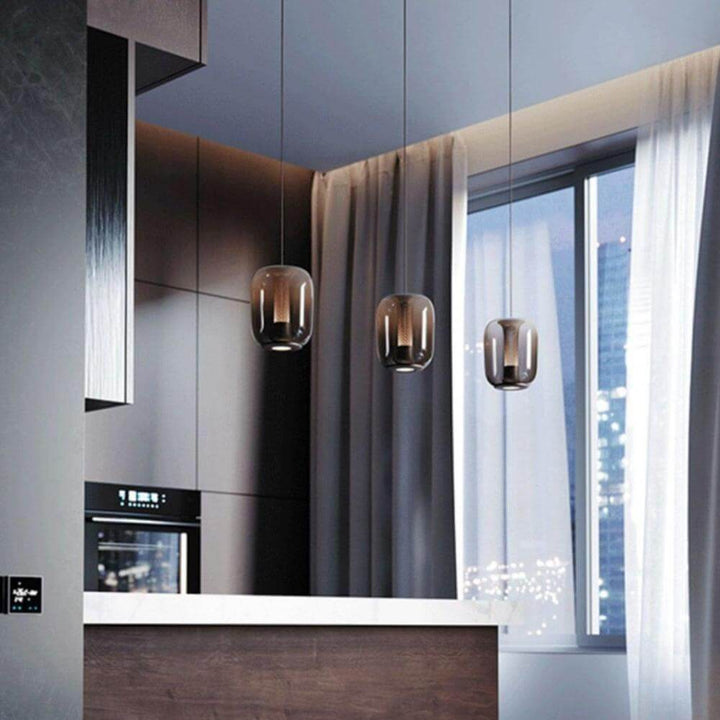 Modern Glass Pendant Light Fixture, 16cm, Integrated LED
