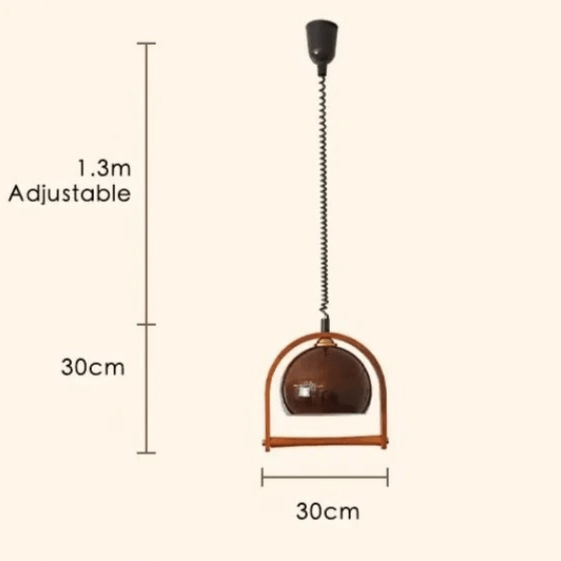 Vintage Wood Pendant Light with Glass