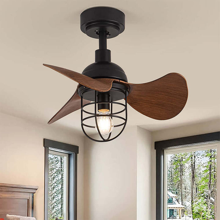Dark Walnut Ceiling Fan with Light 22inch