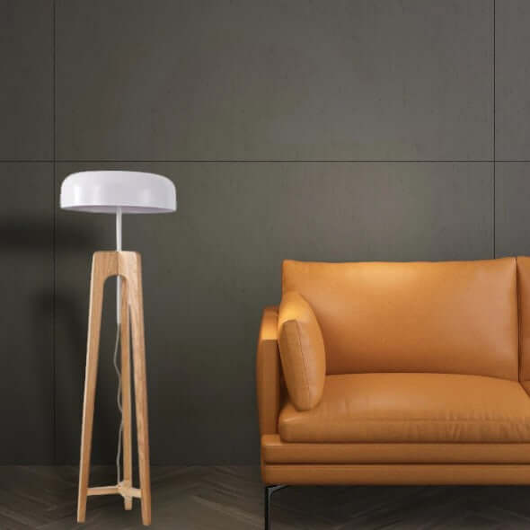 Modern Bamboo LED Floor Lamp with Wood Accents