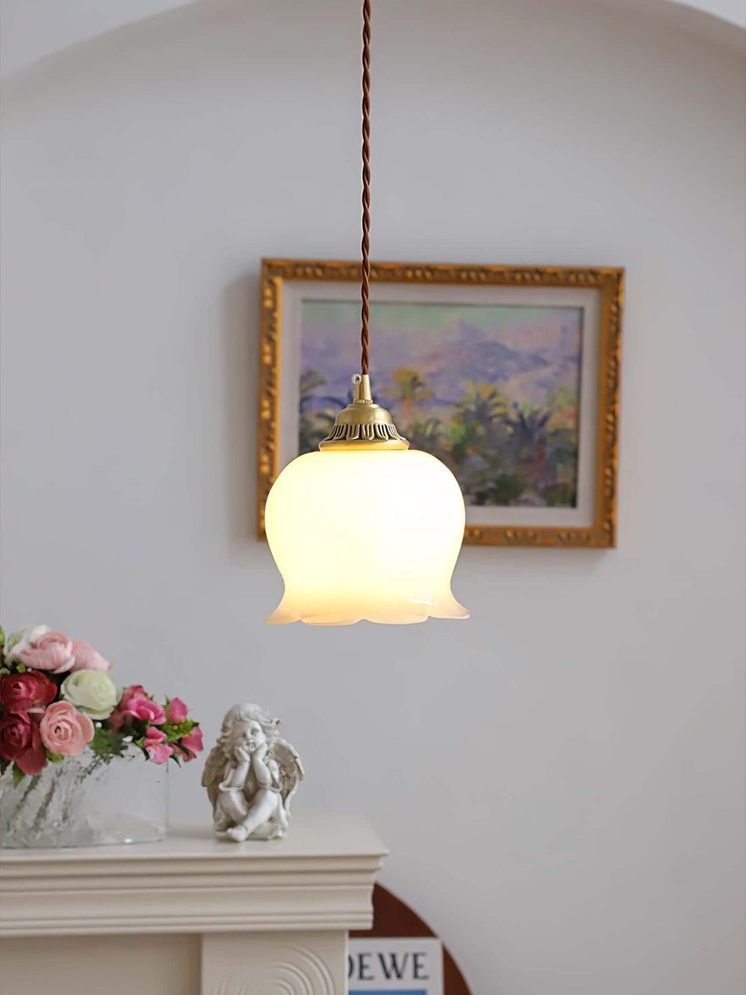 Floral Pendant Lamp, Elegant Hanging Ceiling Light Fixture