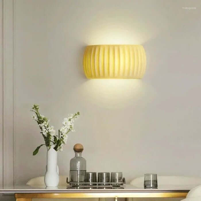 Ribbed Resin Wall Sconce - Art Deco Style