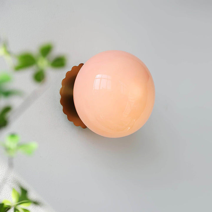 Pink Glass & Metal Sconce Light - 20cm