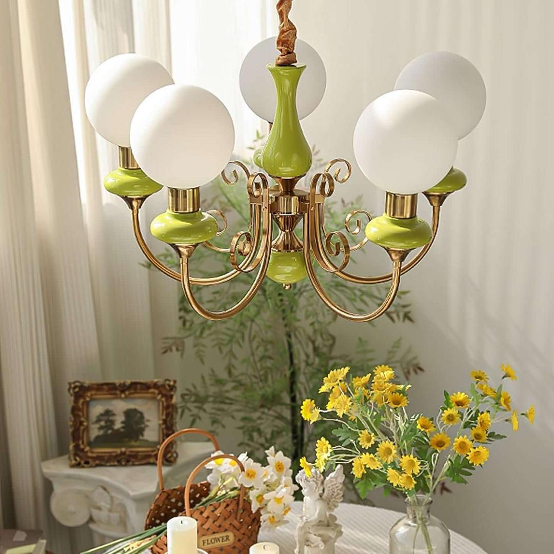 Elegant Green Onyx Chandelier | 3 & 5 Heads