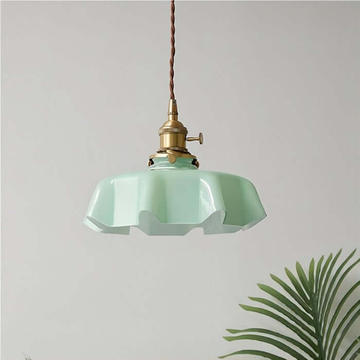 Retro Floral Glass Hanging Lamp 25cm