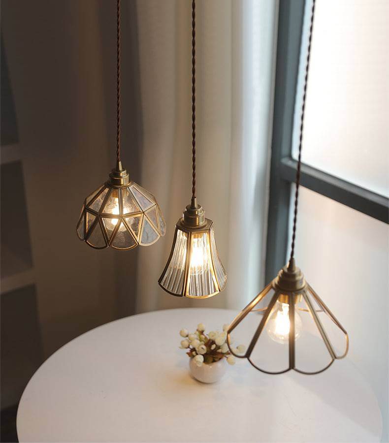 Elegant Glass Pendant Light with Brass Finish