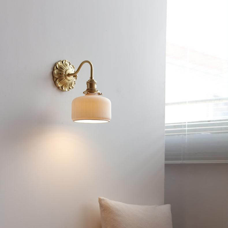 Ceramic & Brass Wall Sconce Light Fixture