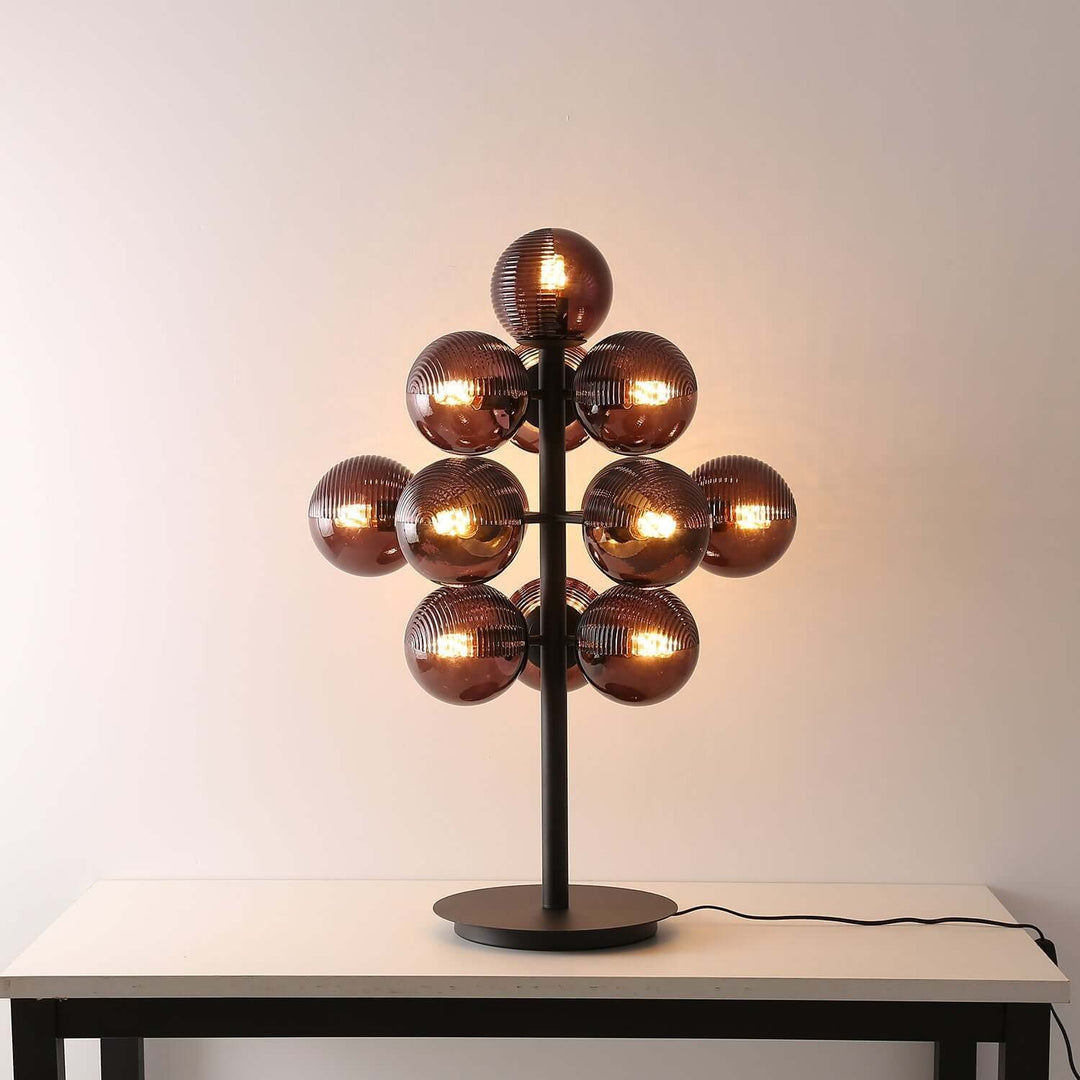 Decorative Grape Table Lamp with Black Iron & Glass