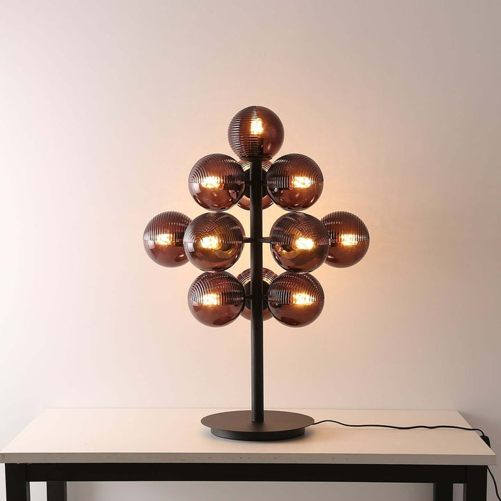 Decorative Grape Table Lamp with Black Iron & Glass
