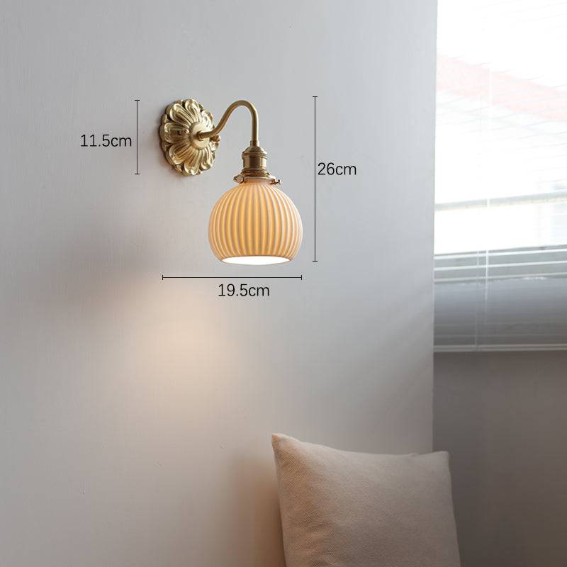 Ceramic & Brass Wall Sconce Light Fixture