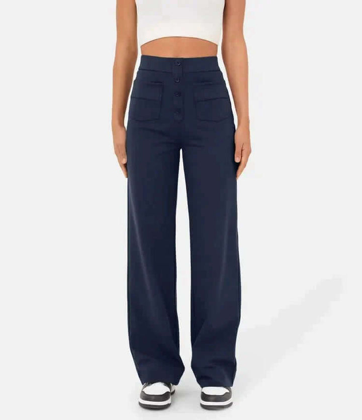 High-Waisted Straight Leg Trousers