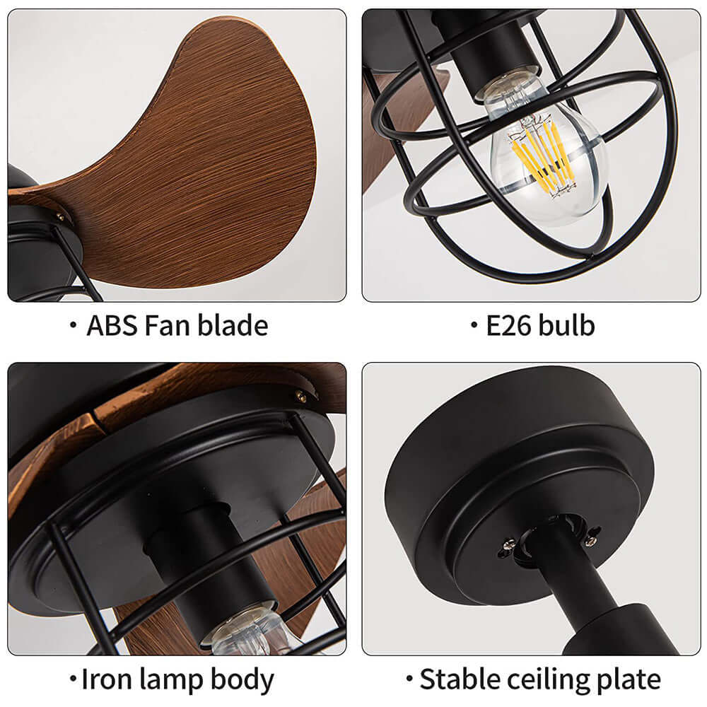 Dark Walnut Ceiling Fan with Light 22inch