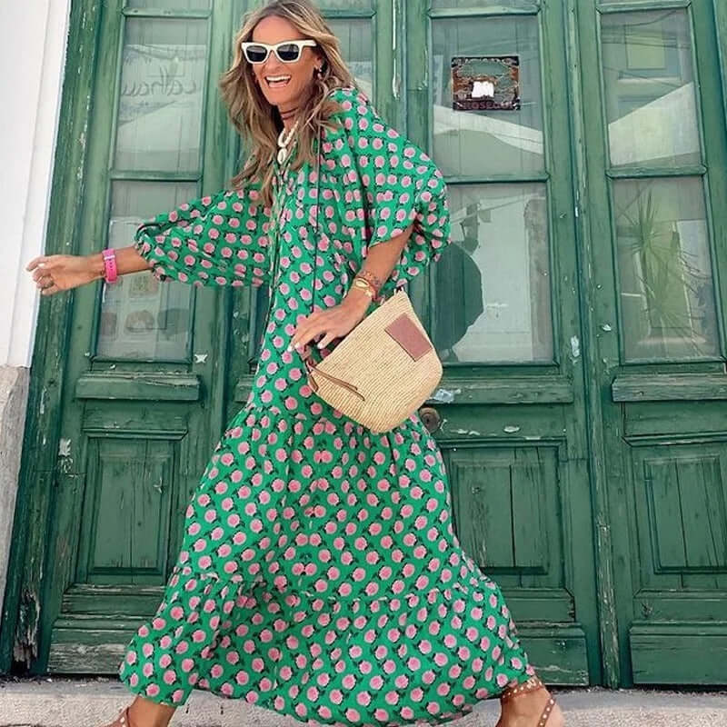 Women's Geometric Print Midi Dress
