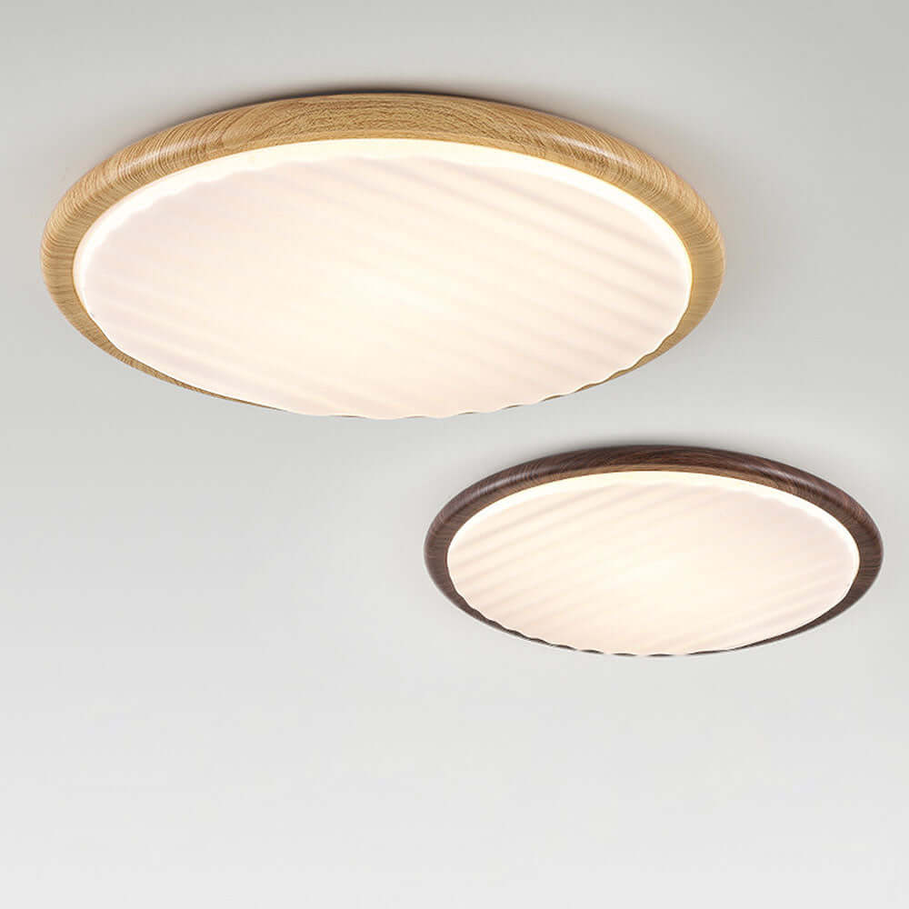 Round Wooden LED Ceiling Light for Bedroom