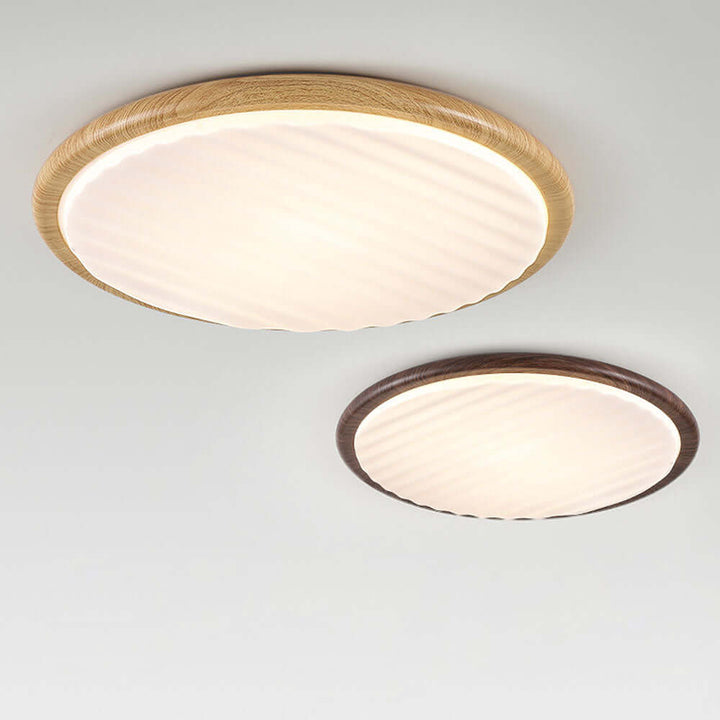 Round Wooden LED Ceiling Light for Bedroom
