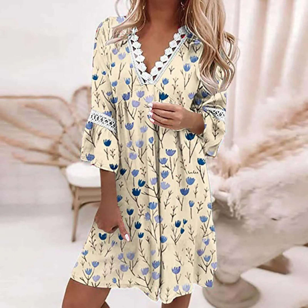 Women's Floral V-Neck Midi Dress