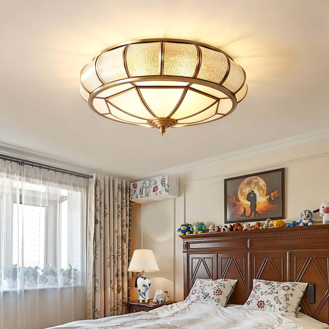 Round Textured Glass Ceiling Light Fixture