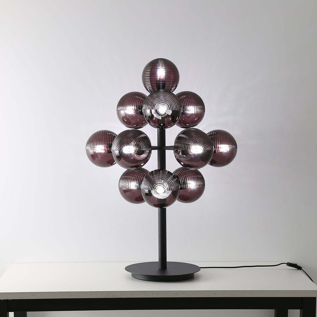 Decorative Grape Table Lamp with Black Iron & Glass