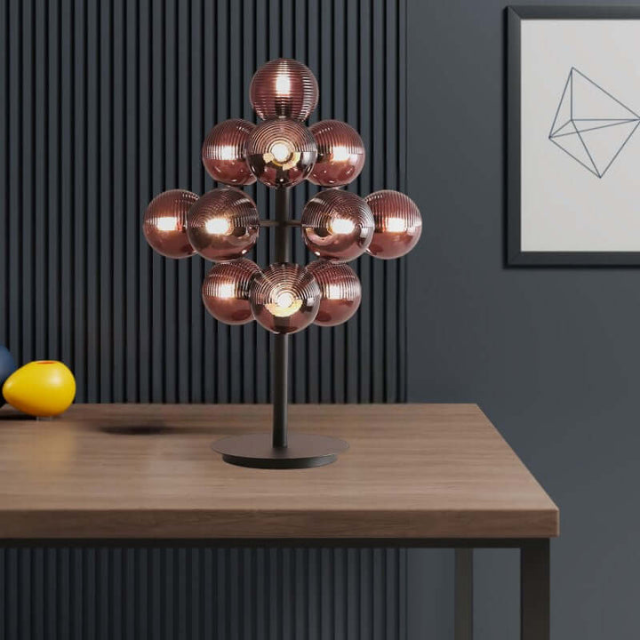 Decorative Grape Table Lamp with Black Iron & Glass
