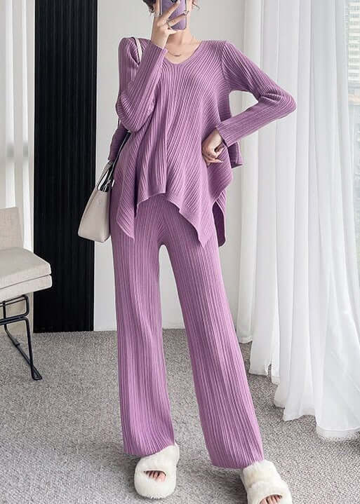 Women's Two-Piece Set with V-Neck