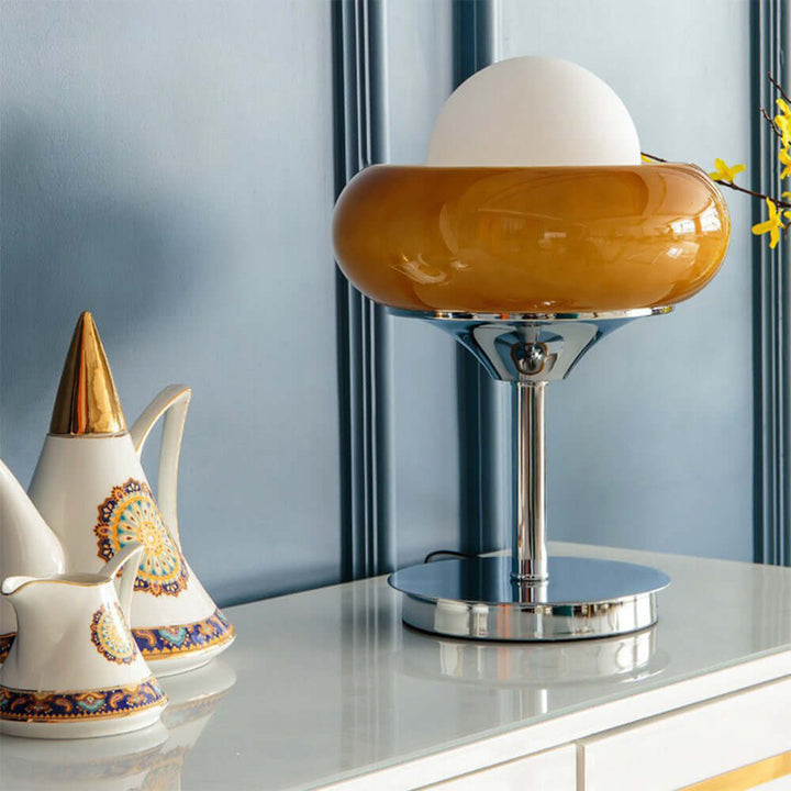Vintage Yellow Glass Table Lamp