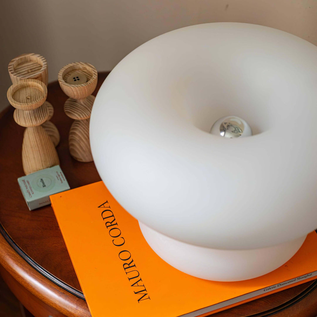 Modern Round Table Lamp with Metal Accent