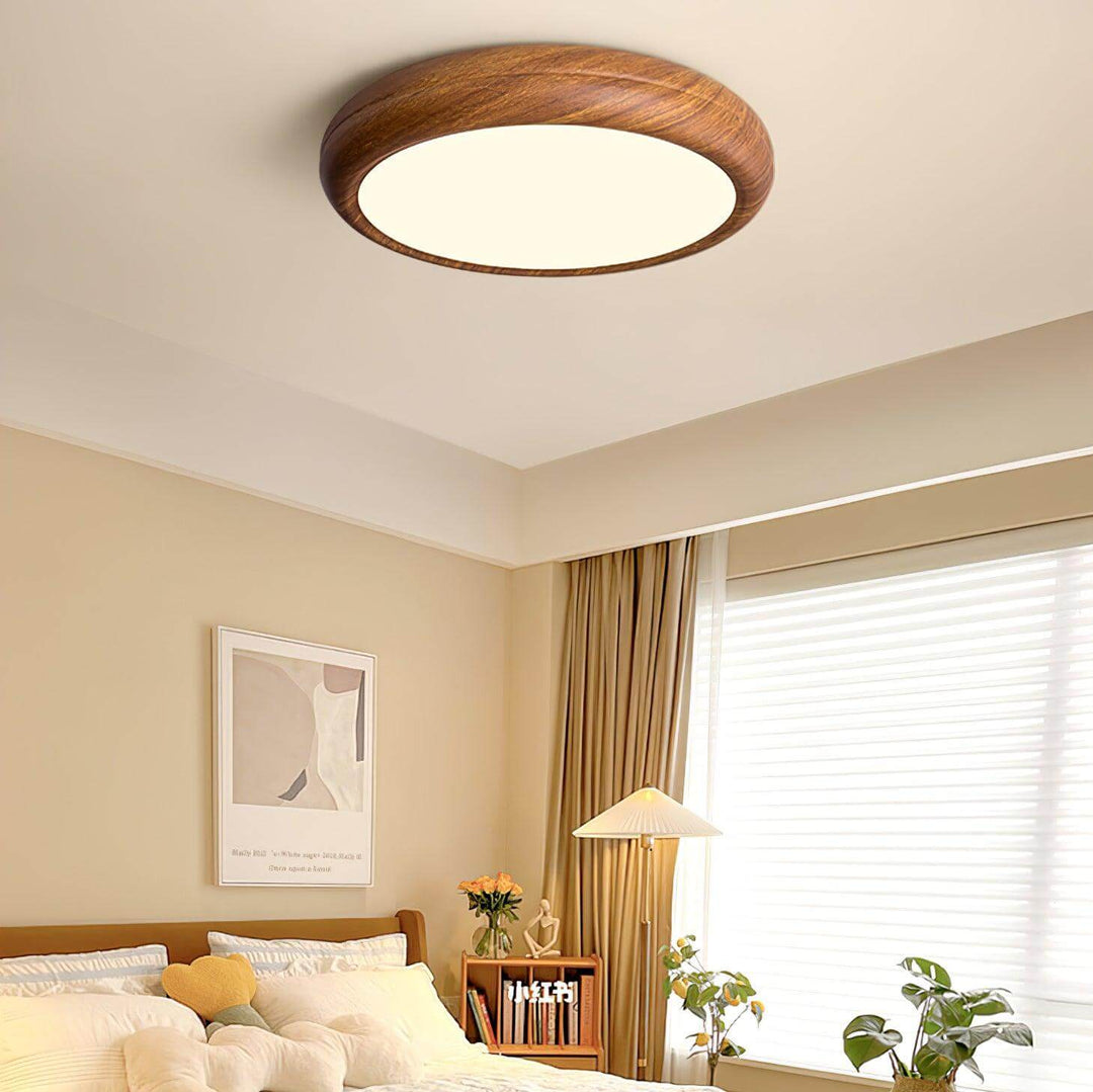 Modern Wood Grain LED Ceiling Light Fixture