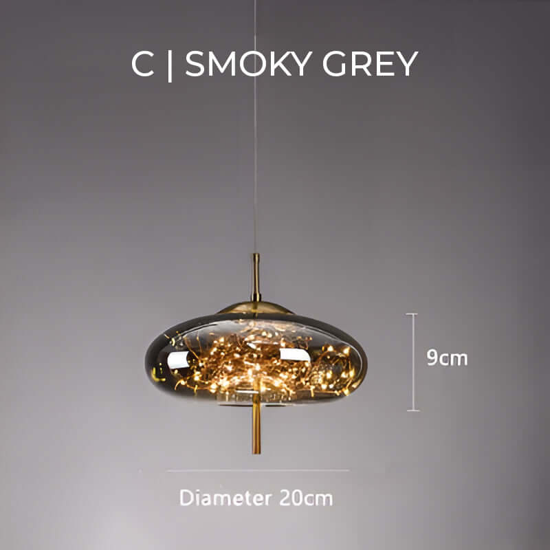 Brown Glass Pendant Light with Multiple Lights