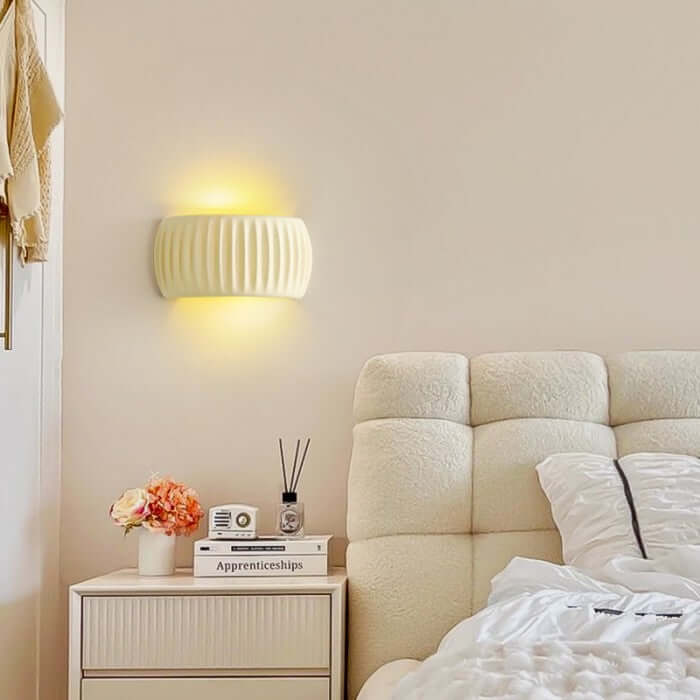 Ribbed Resin Wall Sconce - Art Deco Style