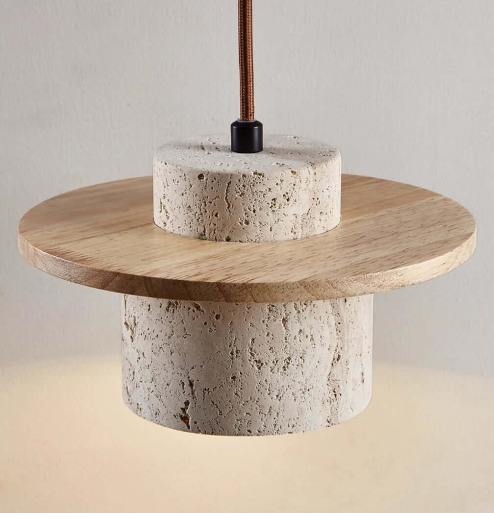 Travertine Stone Pendant Light - Natural Cave Stone