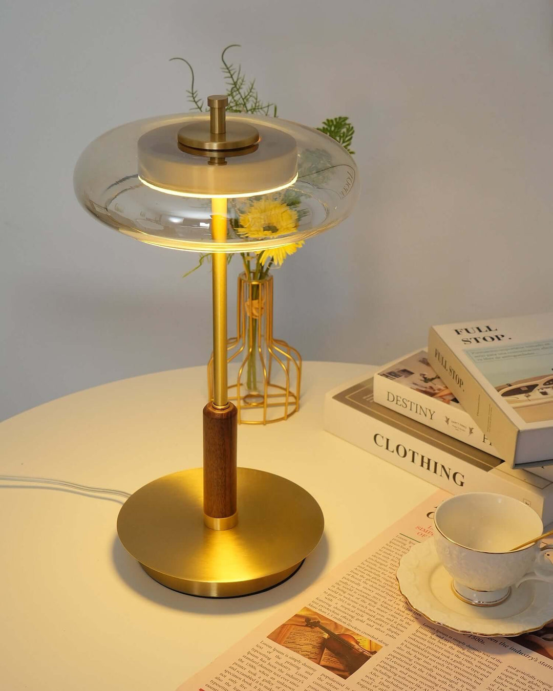Modern Glass & Metal LED Table Lamp