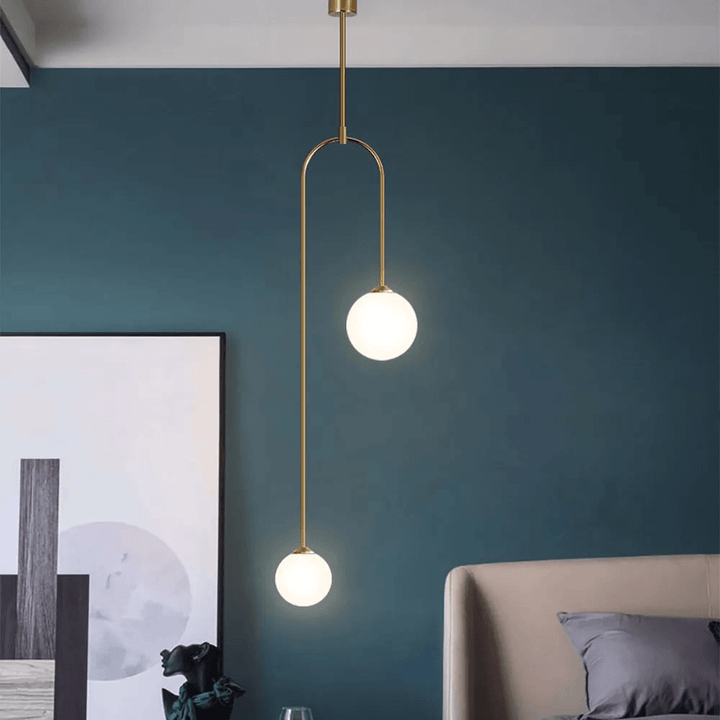 Modern U-Shaped 2-Light Glass Globe Pendant