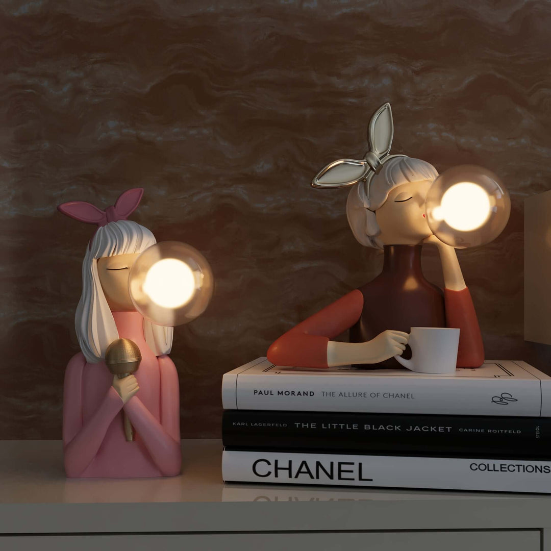 Elegant Resin Table Lamp with USB Power