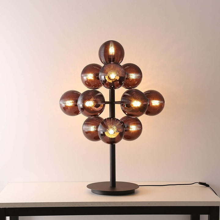 Decorative Grape Table Lamp with Black Iron & Glass