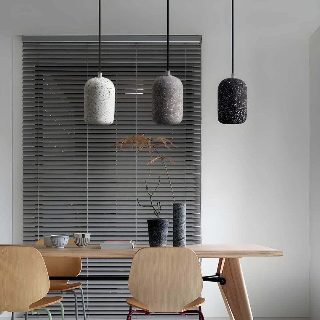 Modern Industrial Pendant Light Fixture, Cement, Glass, Dia 16cm