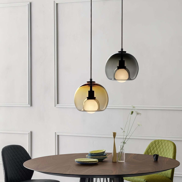 Modern Glass Pendant Light, 25cm Diameter
