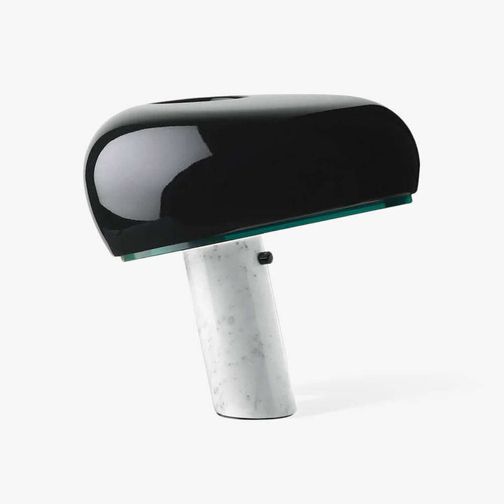 Carrara Marble Table Lamp with Glazed Metal Reflector