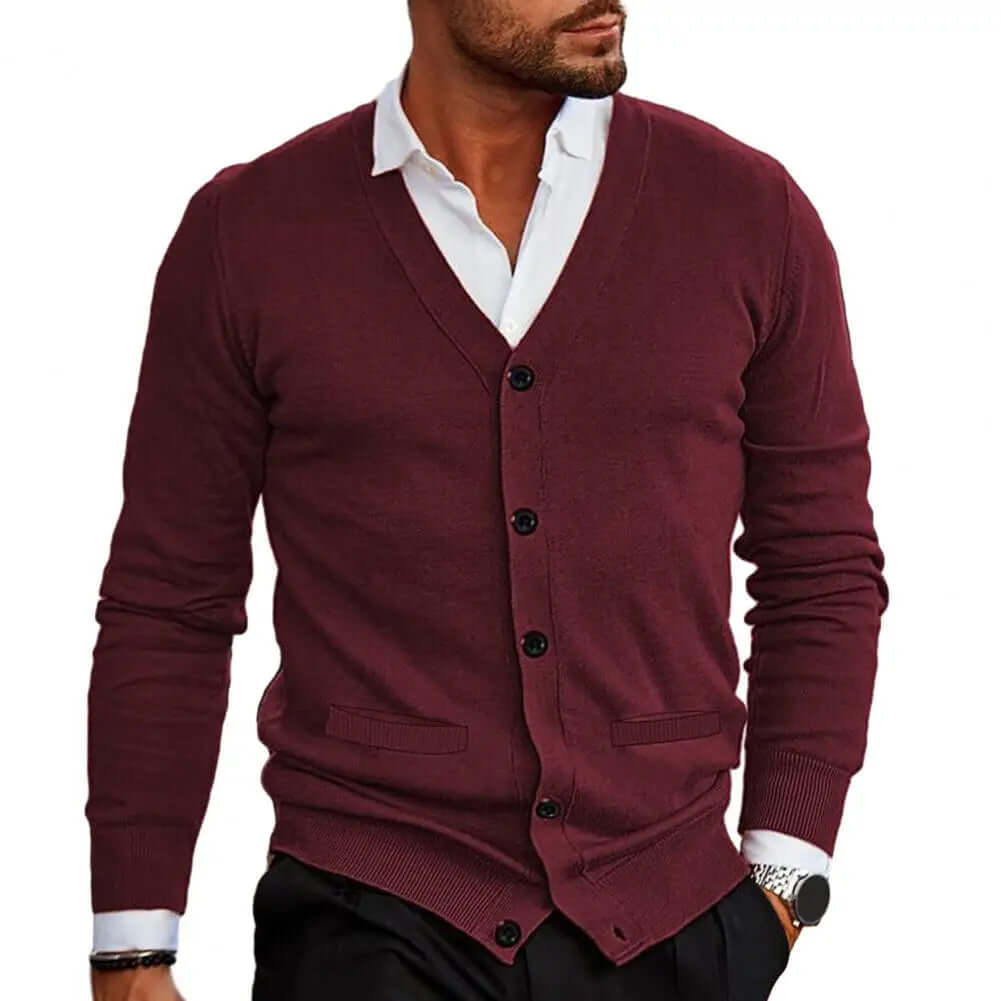 Men's V-Neck Button-Front Cardigan