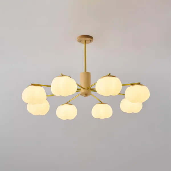 Modern Wooden Chandelier with Cotton Balls