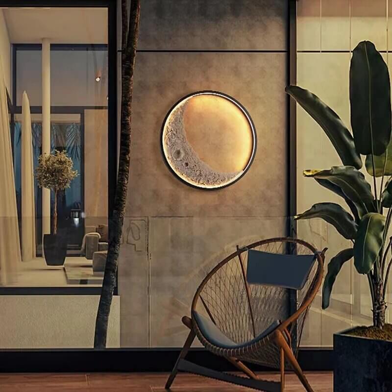 Modern Outdoor LED Moon Wall Light