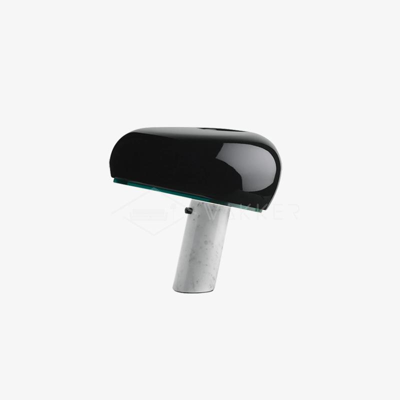 Carrara Marble Table Lamp with Glazed Metal Reflector