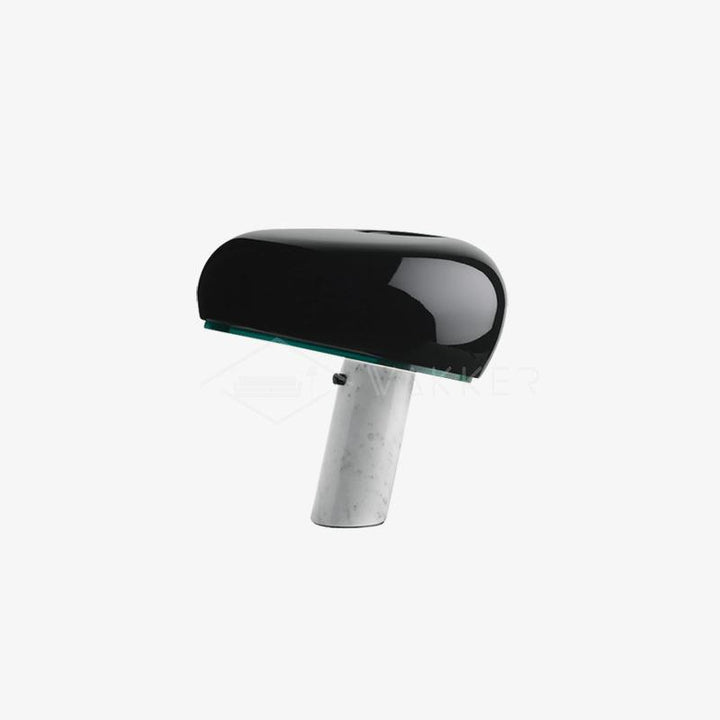 Carrara Marble Table Lamp with Glazed Metal Reflector
