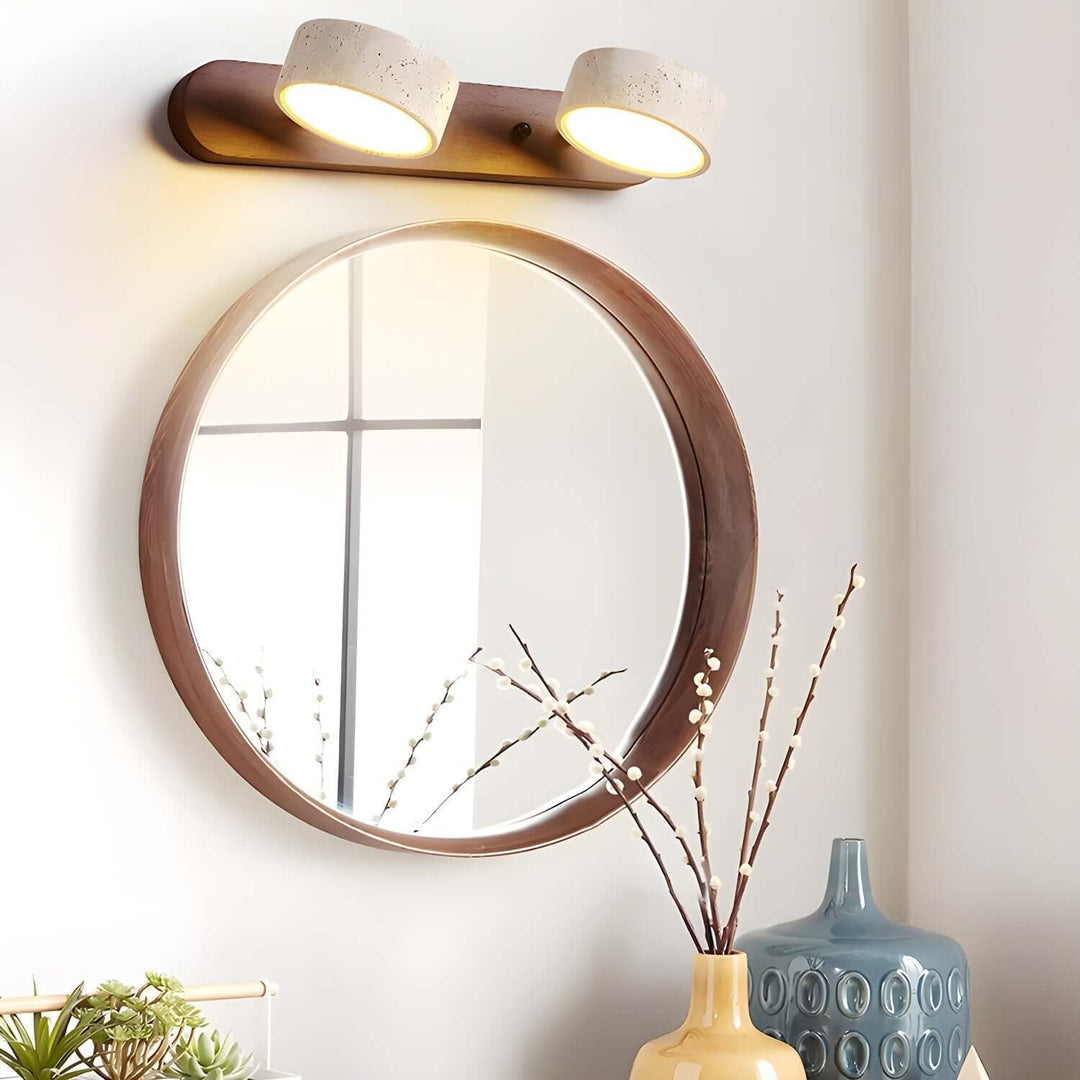 Natural Stone & Wood Wall Light Fixture