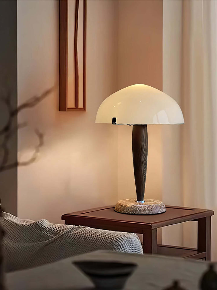 Elegant Glass & Wood Table Lamp