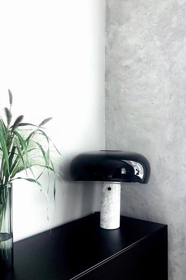 Carrara Marble Table Lamp with Glazed Metal Reflector